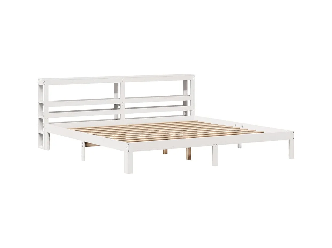 Bedframe met hoofdbord zonder matras wit 200x200 cm