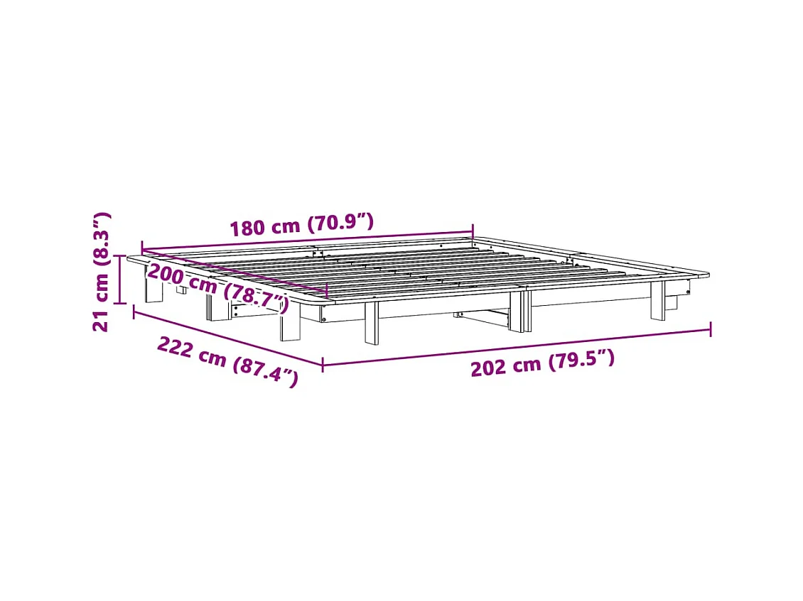 Bedframe zonder matras 180x200 cm massief grenenhout
