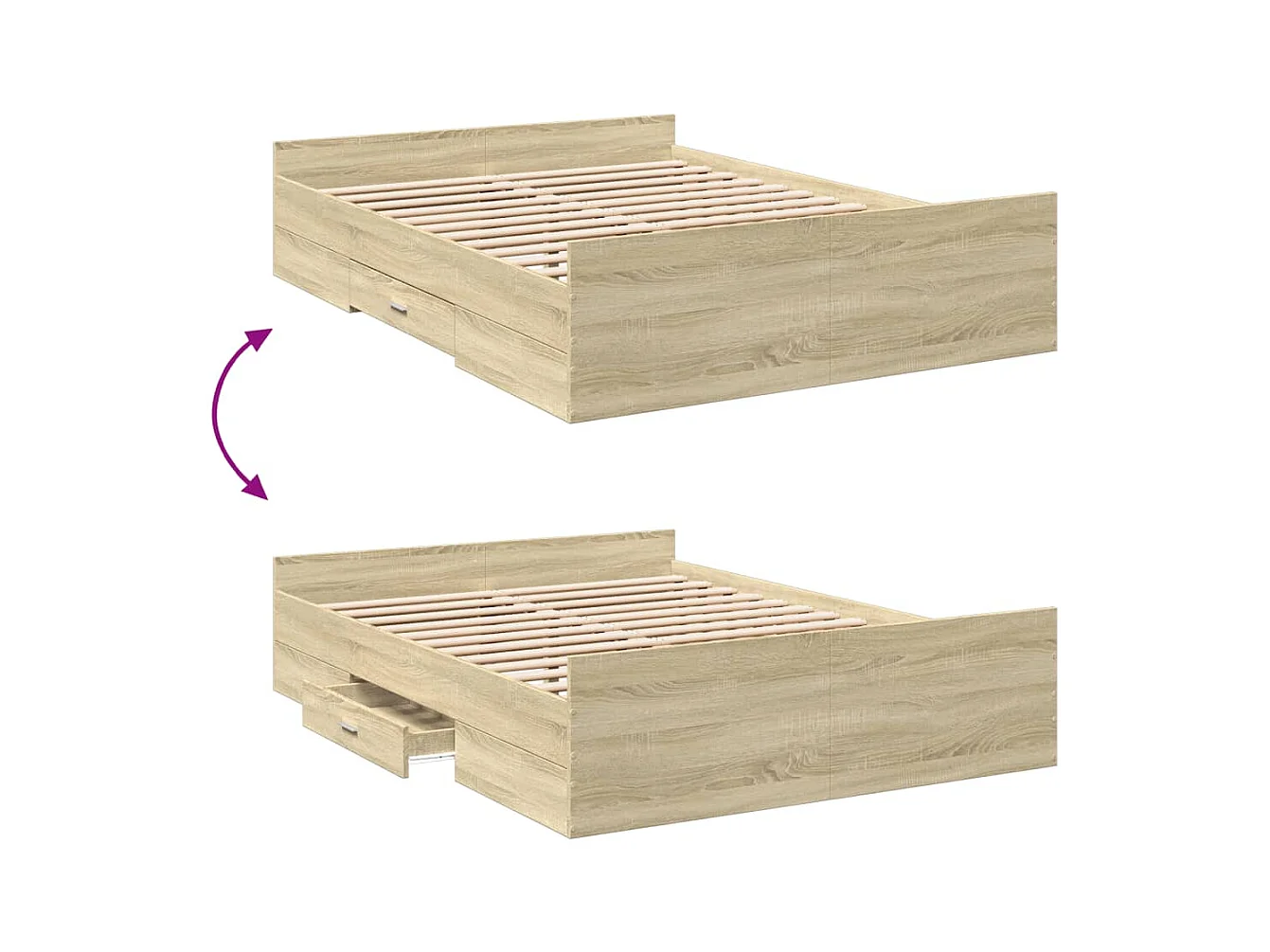 Estructura de cama con cajones sin colchón roble sonoma 120x200 cm