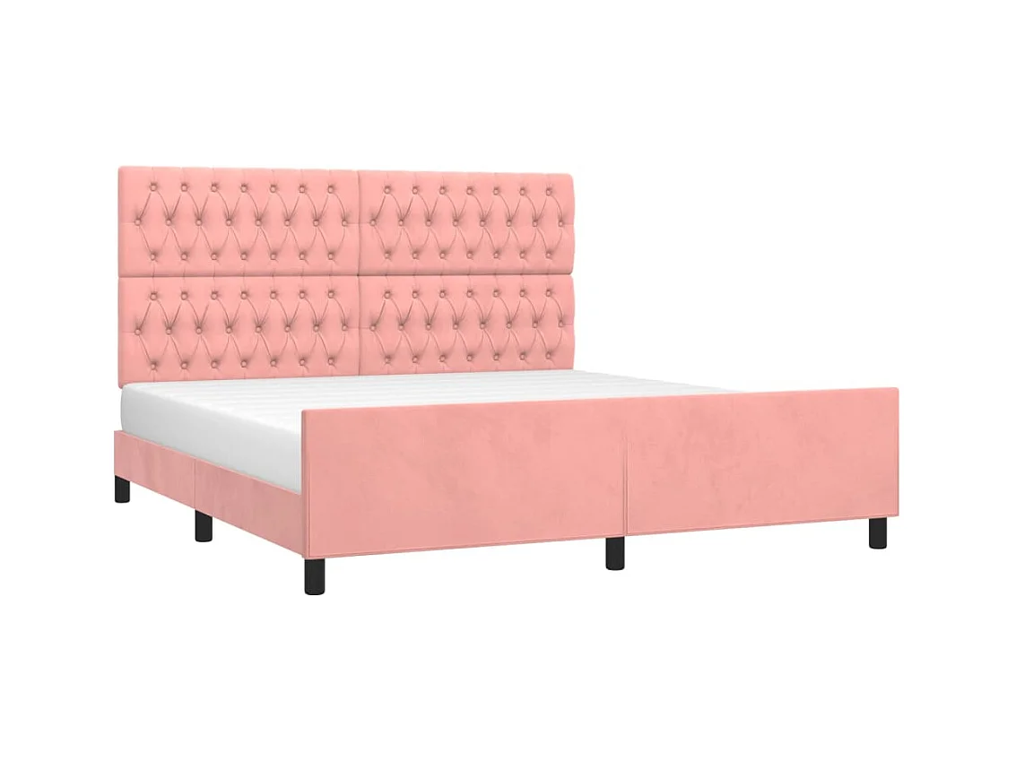 Cadre de lit sans matelas rose velours