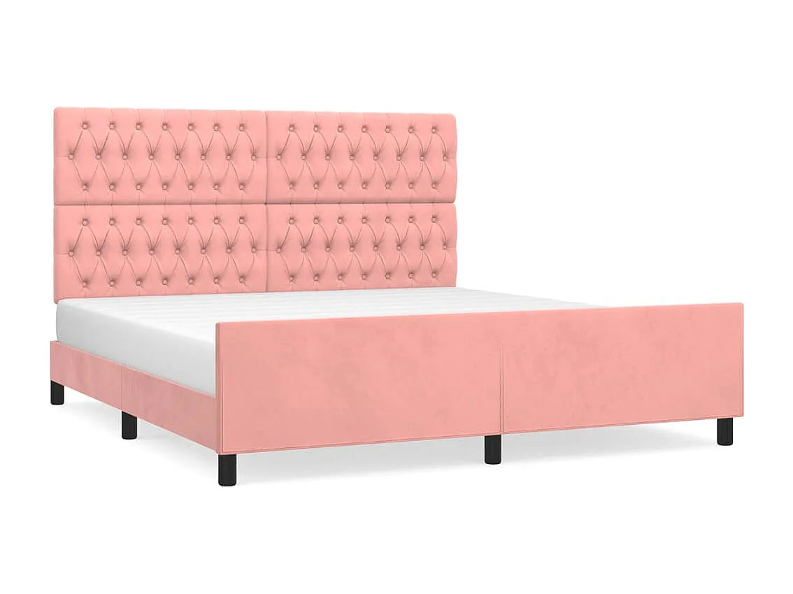 Roze fluwelen bedframe zonder matras