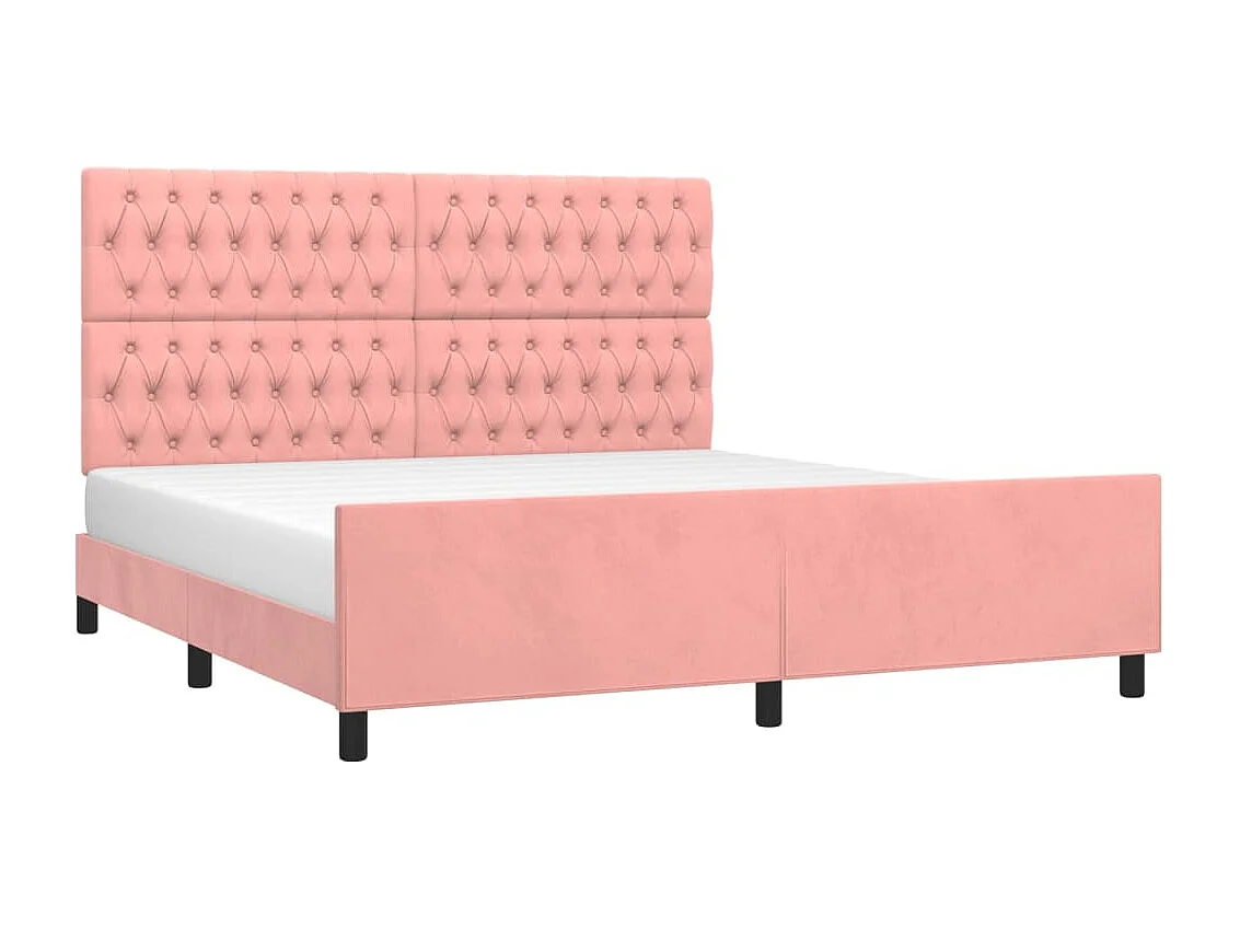 Roze fluwelen bedframe zonder matras