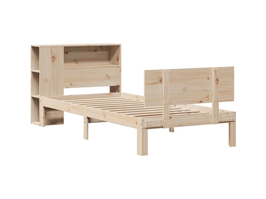 Lit bibliothèque sans matelas 75x190 cm bois de pin massif