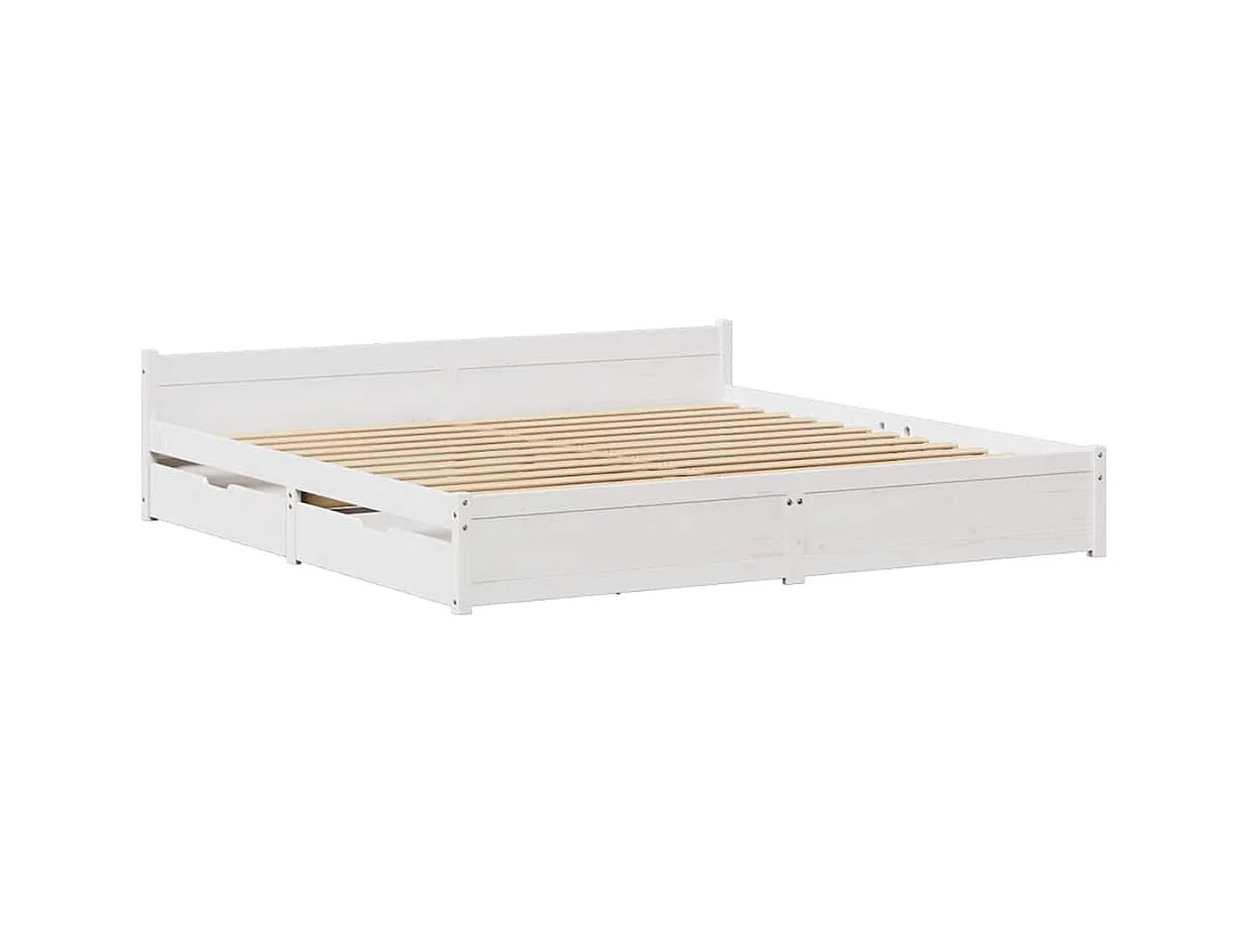Estructura de cama sin colchón blanca 180x200 cm madera maciza de pino