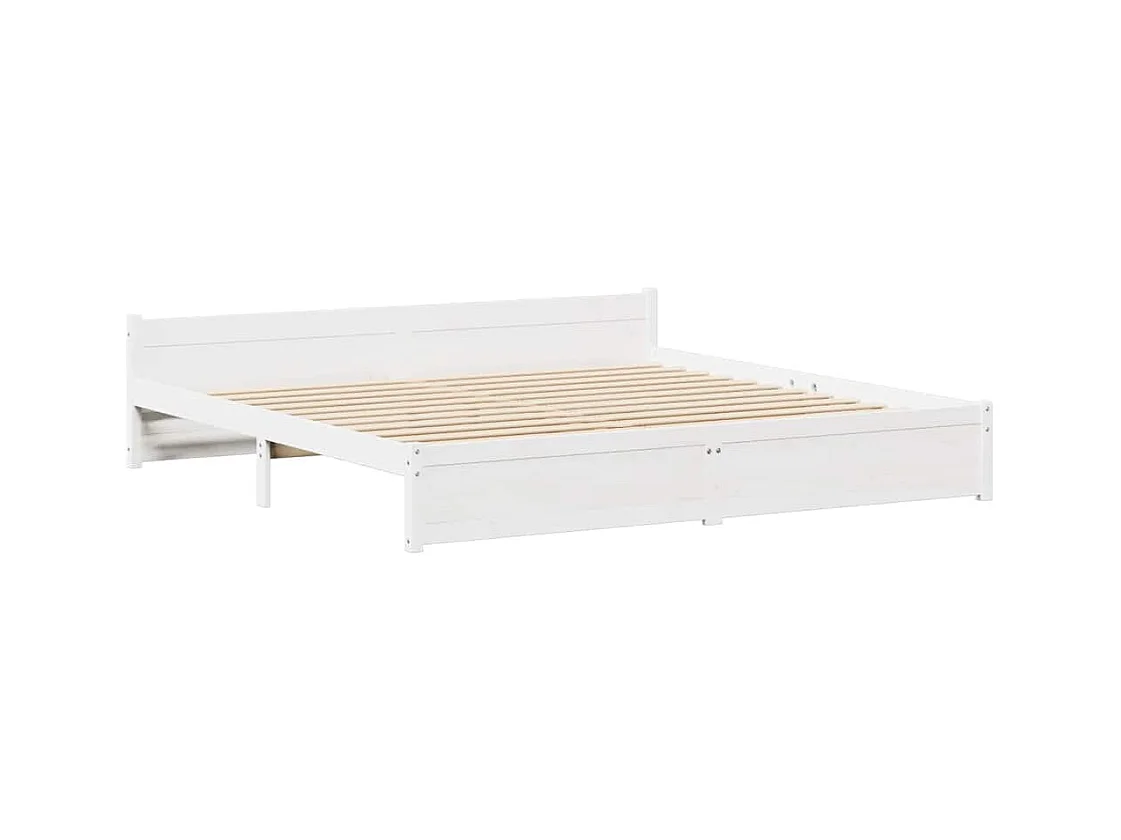 Estructura de cama sin colchón blanca 180x200 cm madera maciza de pino