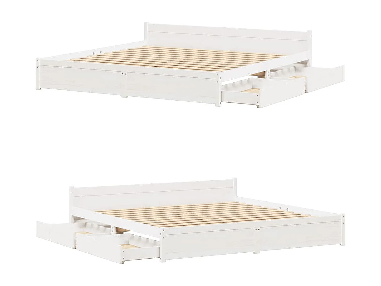 Estructura de cama sin colchón blanca 180x200 cm madera maciza de pino