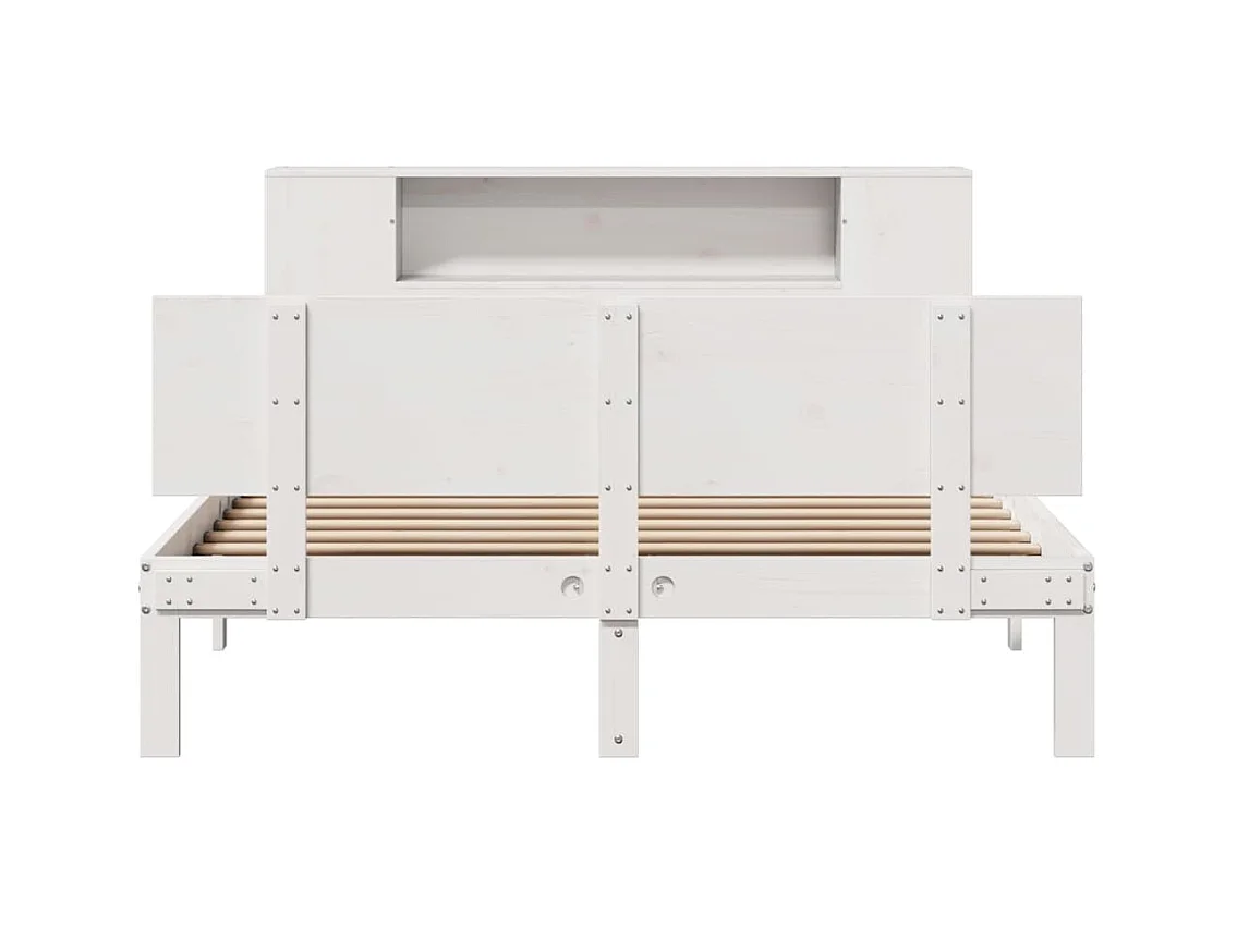 Cama librería blanca sin colchón 150x200 cm madera maciza de pino