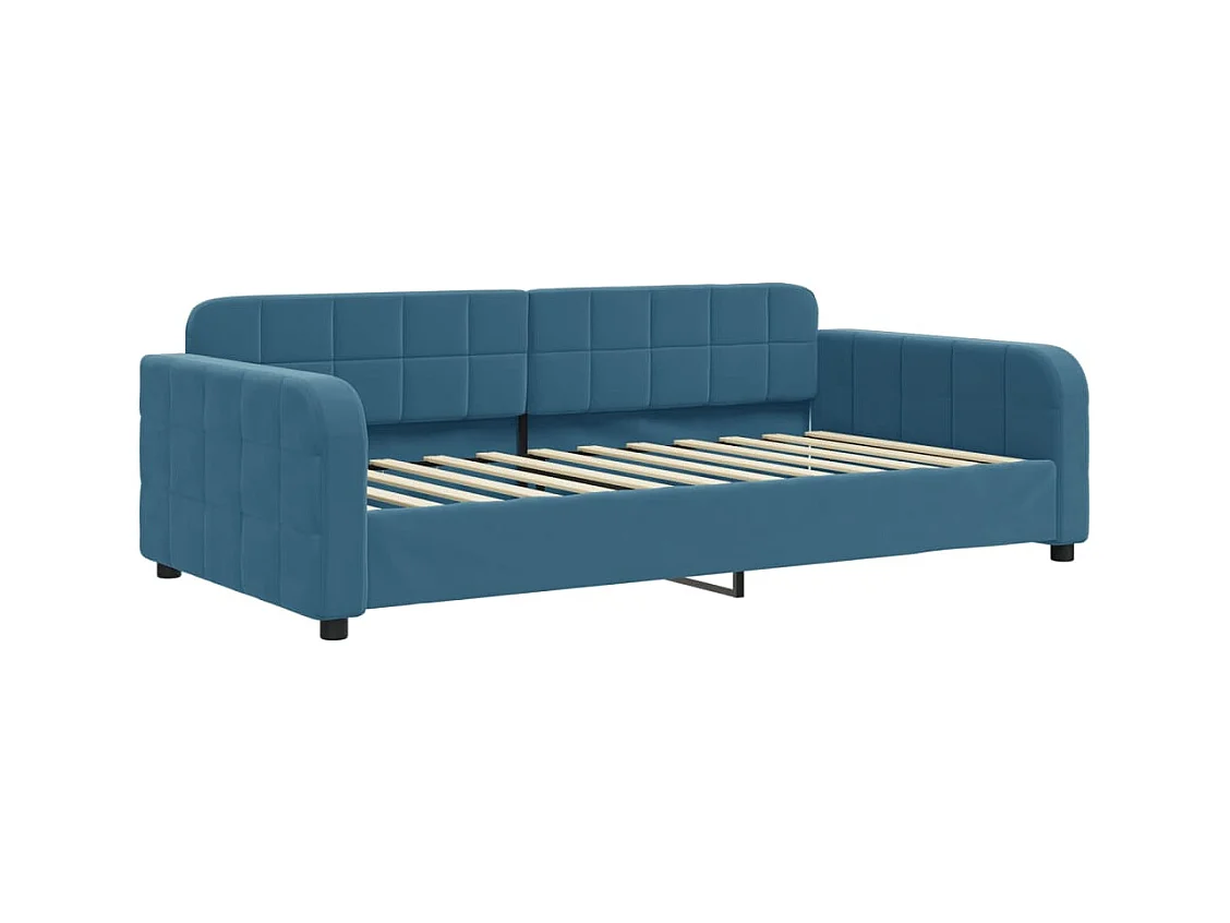 Divano letto con materasso in velluto blu 90x200 cm