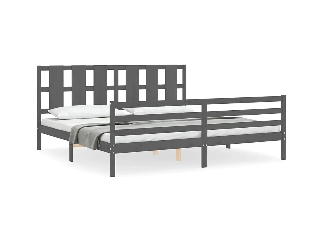 Bettgestell ohne Matratze grau 200x200 cm Massivholz