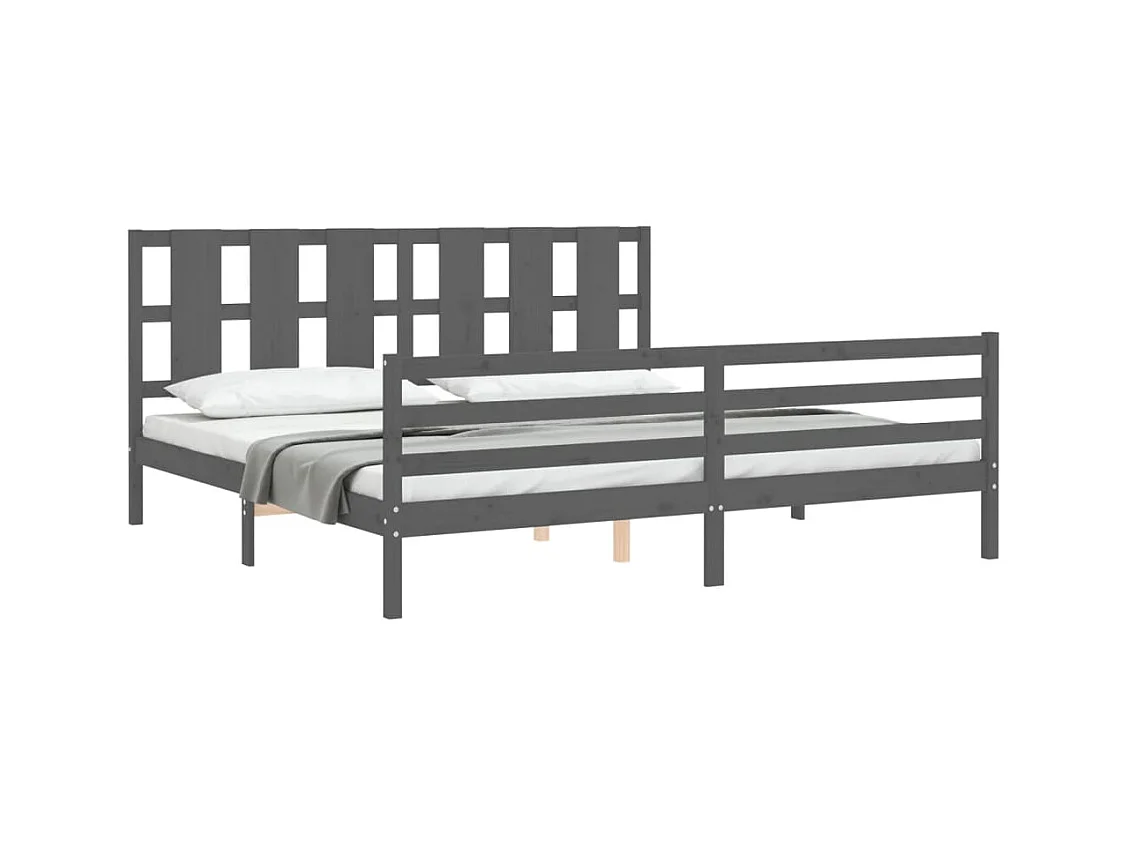 Bettgestell ohne Matratze grau 200x200 cm Massivholz