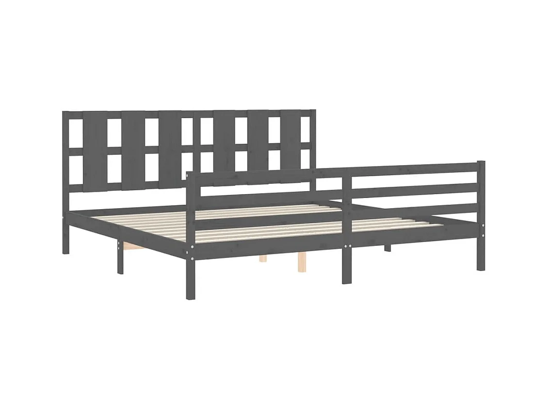 Bettgestell ohne Matratze grau 200x200 cm Massivholz