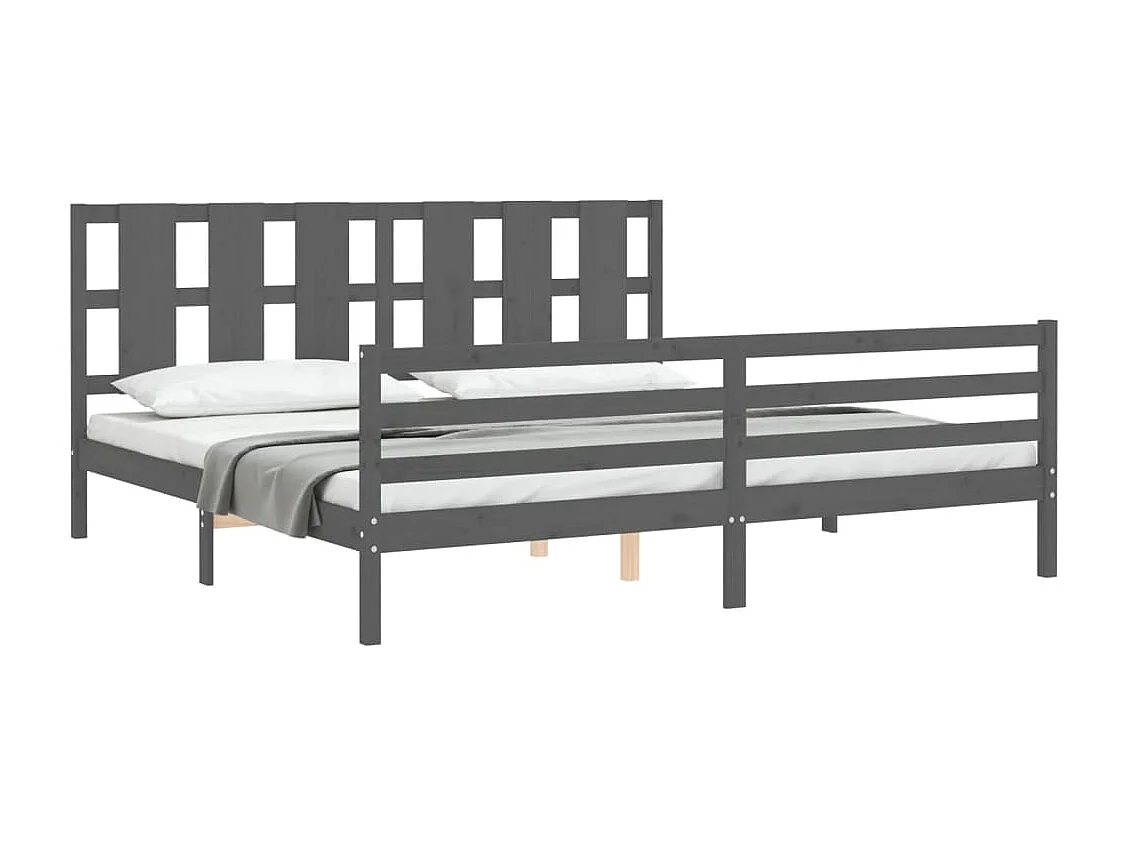 Cadre de lit sans matelas gris 200x200 cm bois massif
