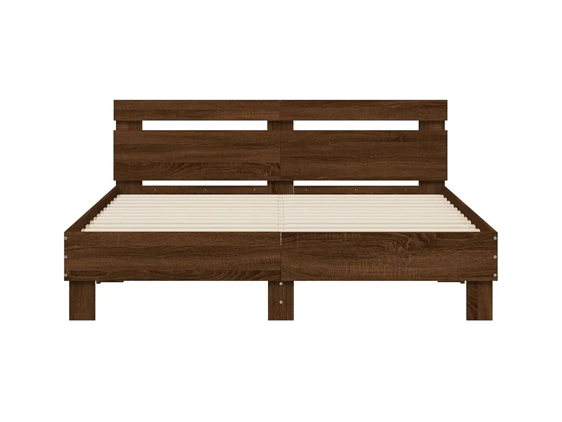 Bedframe met LED zonder matras bruin eiken 140x190 cm