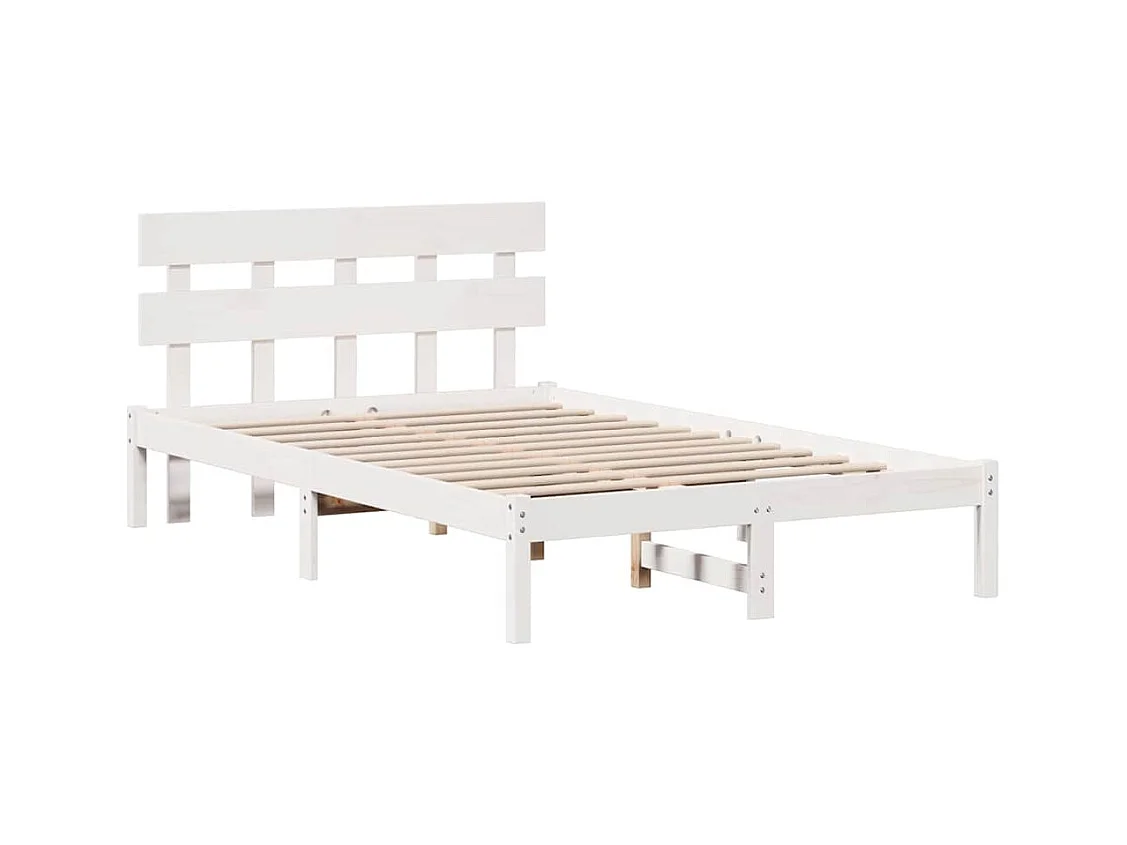 Cadre de lit Blanc 135 x 190 cm Bois de pin massif
