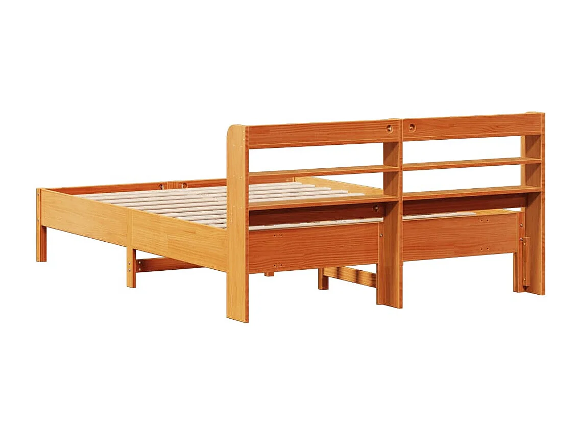 Estructura de cama sin colchón, color marrón cera, 160x200cm, madera maciza de pino