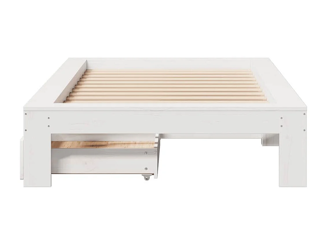 Cadre de lit sans matelas blanc 75x190 cm bois de pin massif