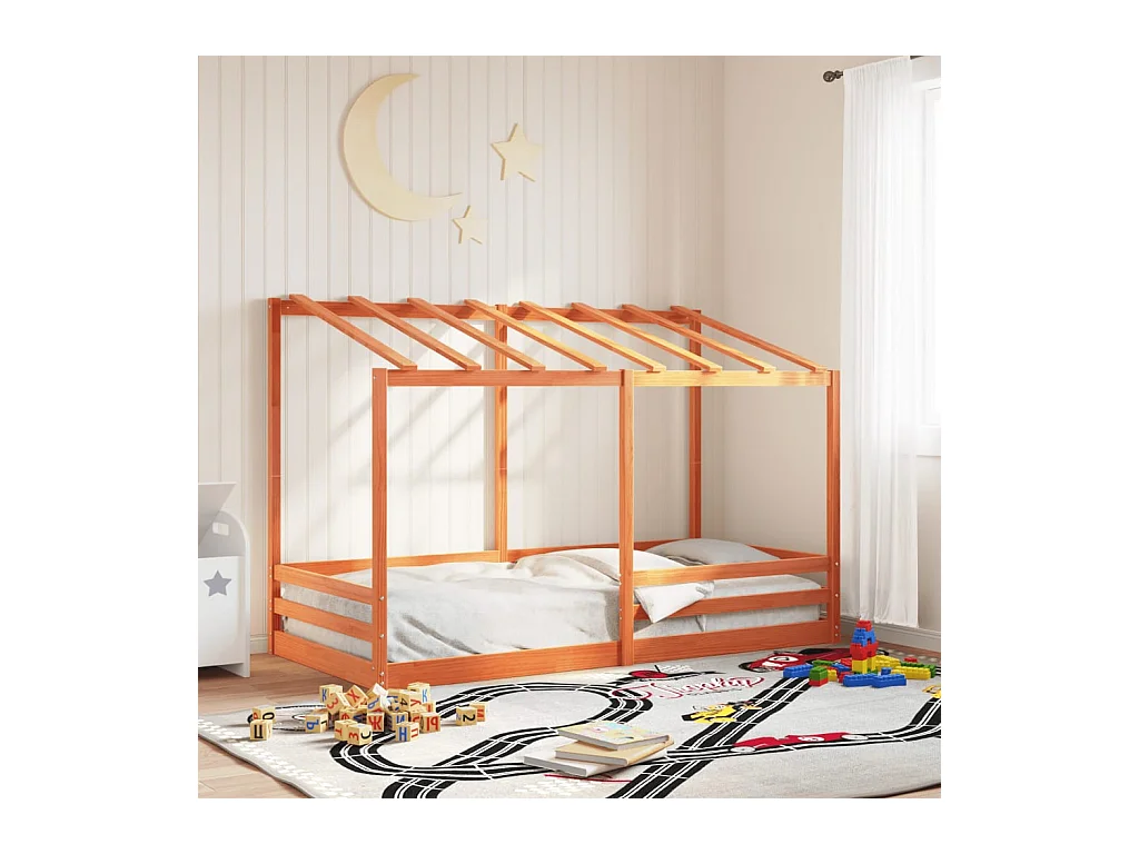 Lit pour enfants sans matelas cire marron 100x200 cm pin massif