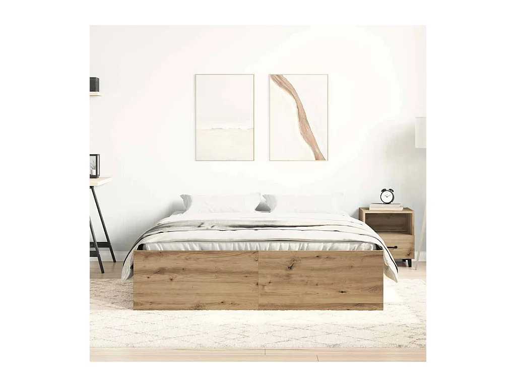 Estructura de cama sin colchón, roble artesanal, 140x190 cm