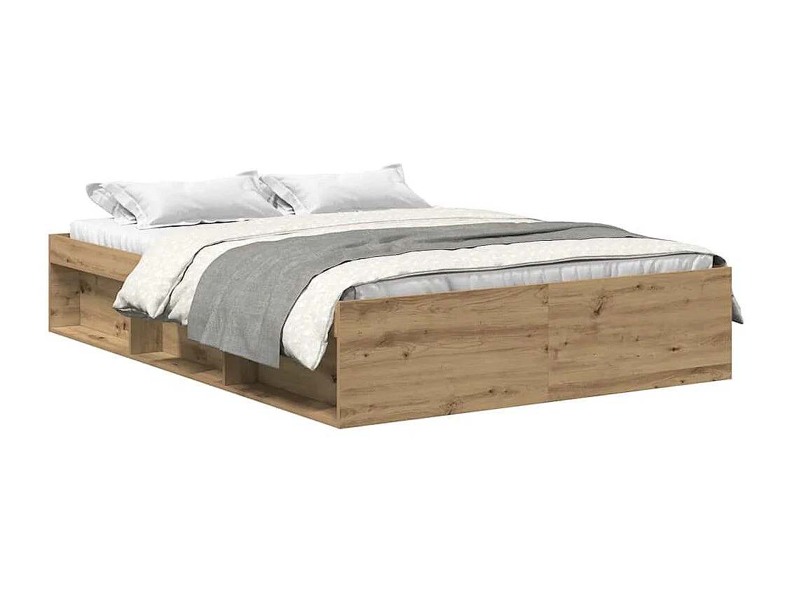 Estructura de cama sin colchón, roble artesanal, 140x190 cm