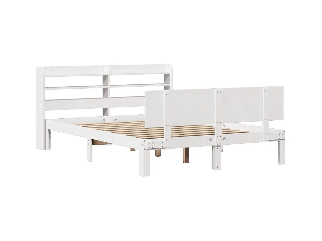 Estructura de cama con cabecero sin colchón blanco 140x190 cm
