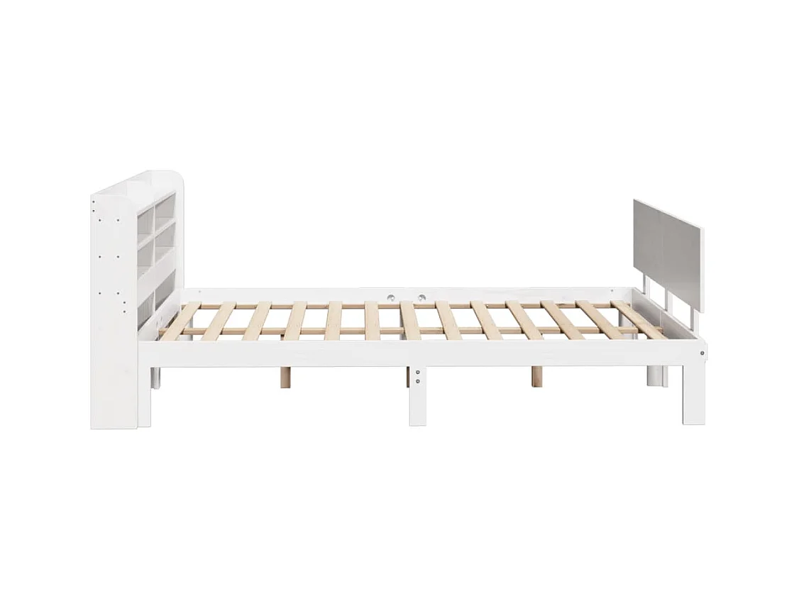 Estructura de cama con cabecero sin colchón blanco 140x190 cm