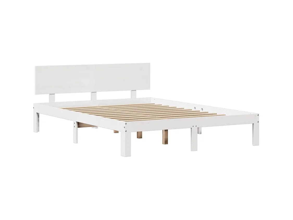 Estructura de cama con cabecero sin colchón blanco 140x190 cm