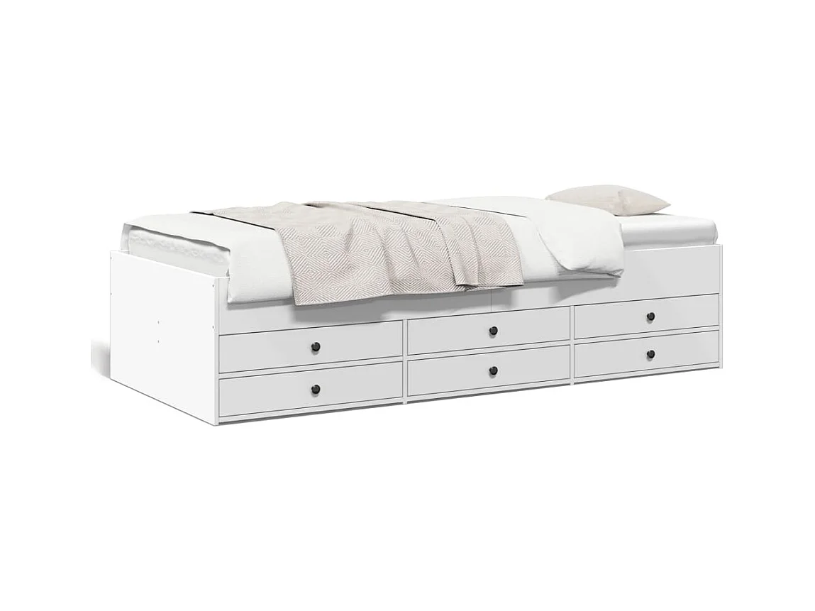 Cama de día con cajones sin colchón blanco 75x190 cm