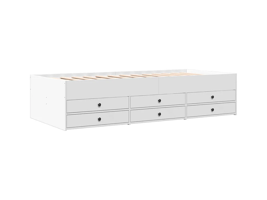 Cama de día con cajones sin colchón blanco 75x190 cm