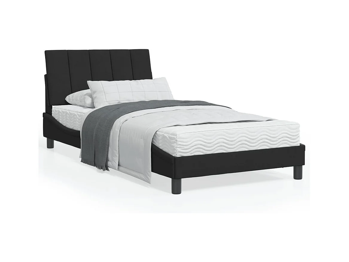 Letto con materasso in velluto nero 100x200 cm