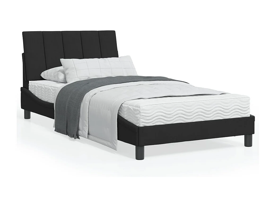 Lit avec matelas noir 100x200 cm velours