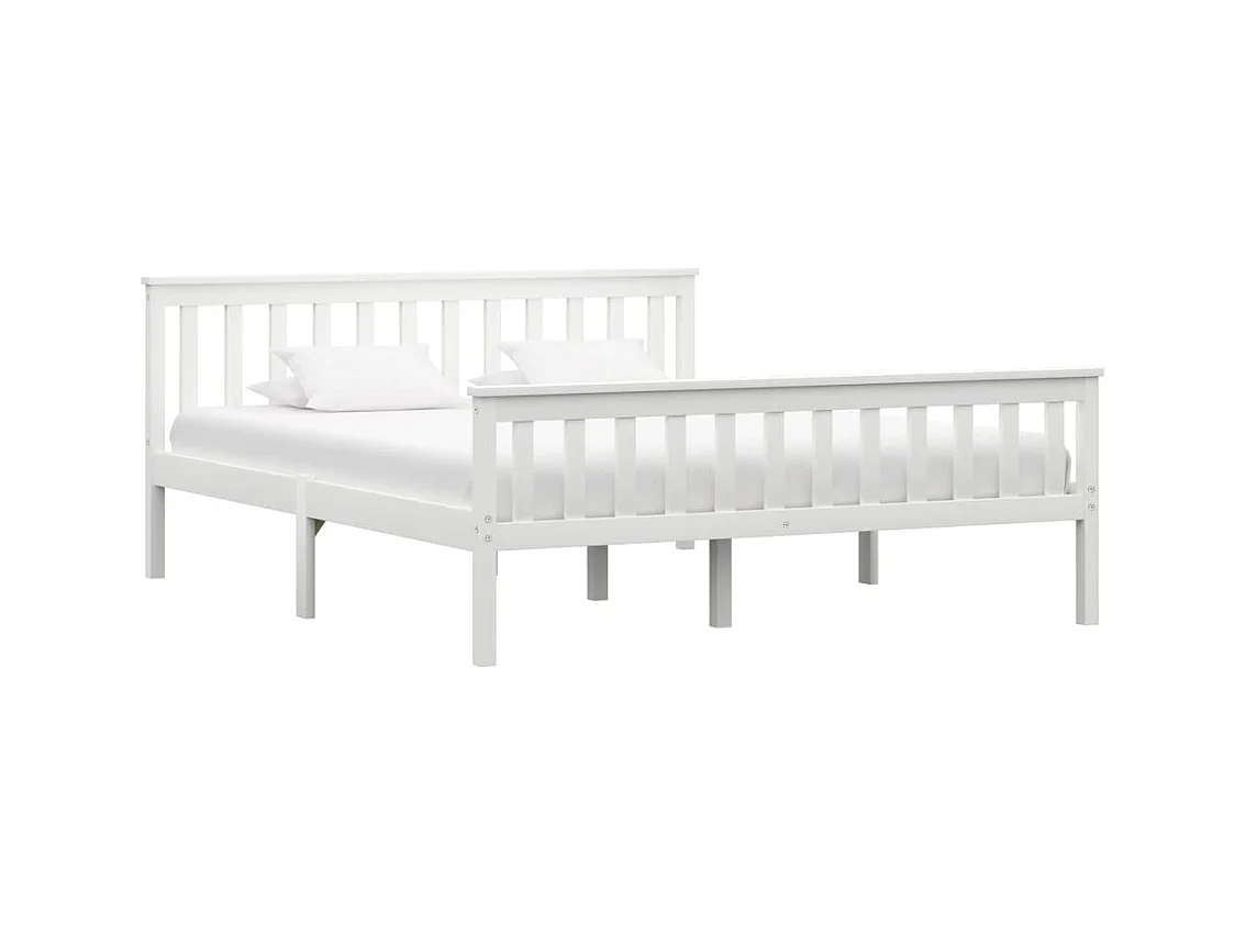 Bedframe zonder matras wit massief grenenhout 160x200 cm