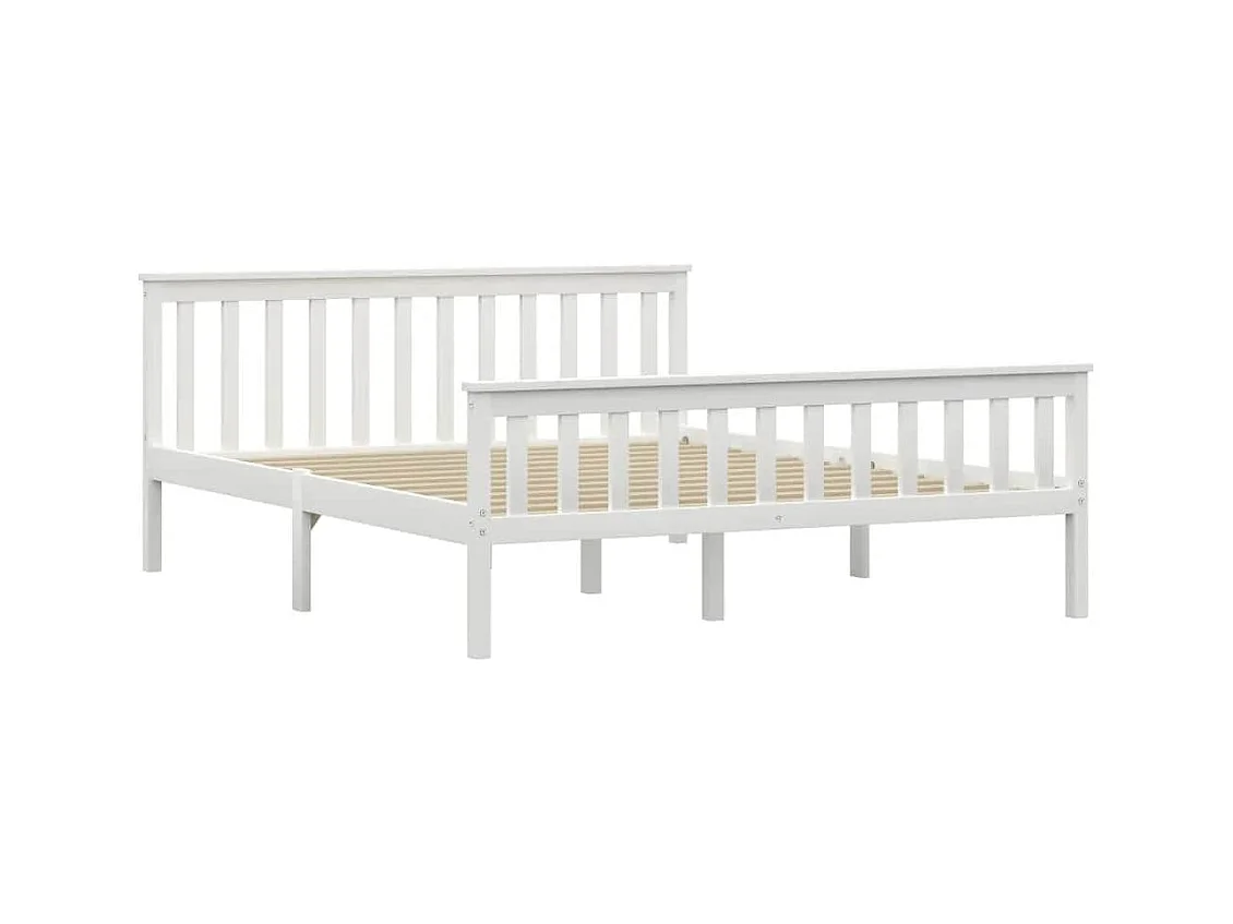 Bedframe zonder matras wit massief grenenhout 160x200 cm