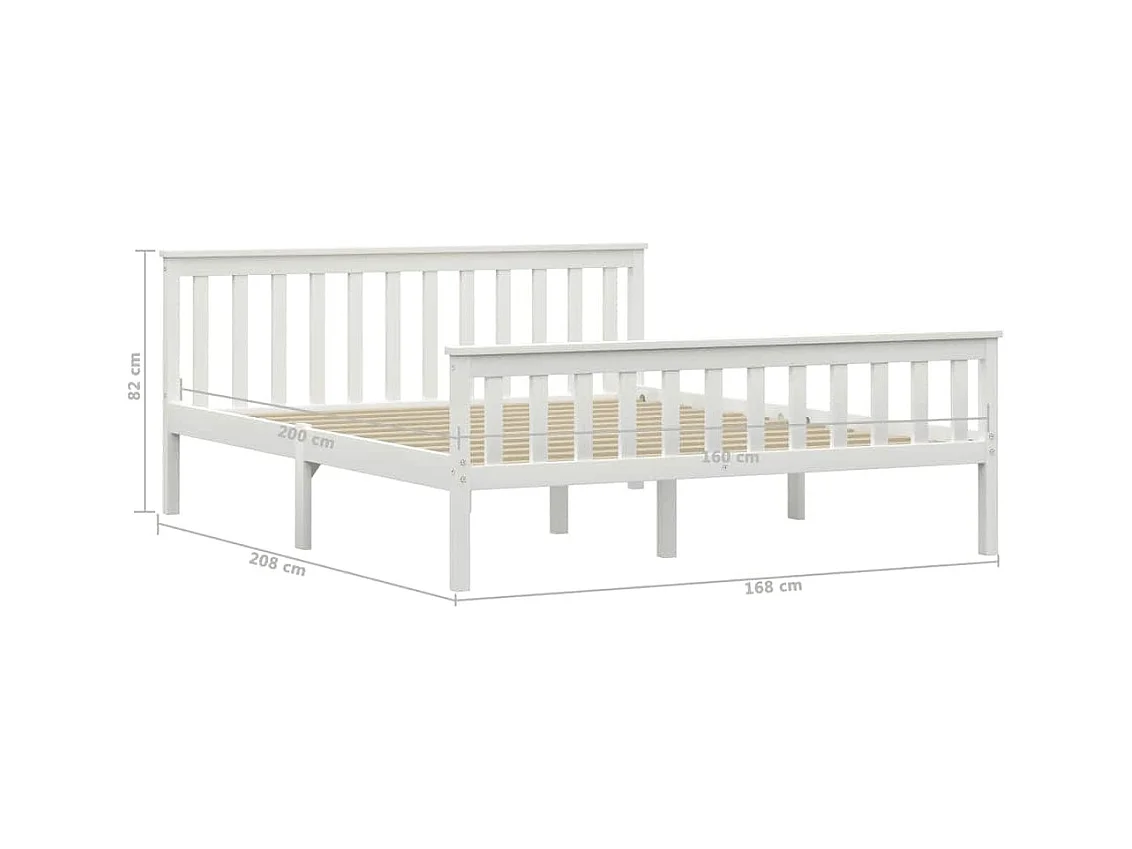 Bedframe zonder matras wit massief grenenhout 160x200 cm