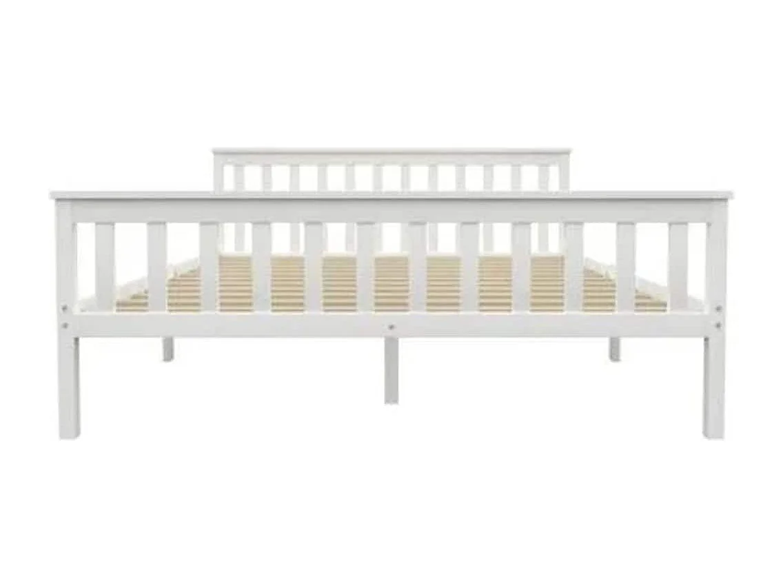Cadre de lit sans matelas blanc bois de pin massif 160x200 cm
