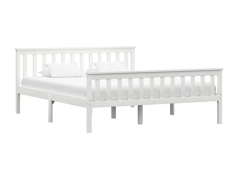 Cadre de lit sans matelas blanc bois de pin massif 160x200 cm