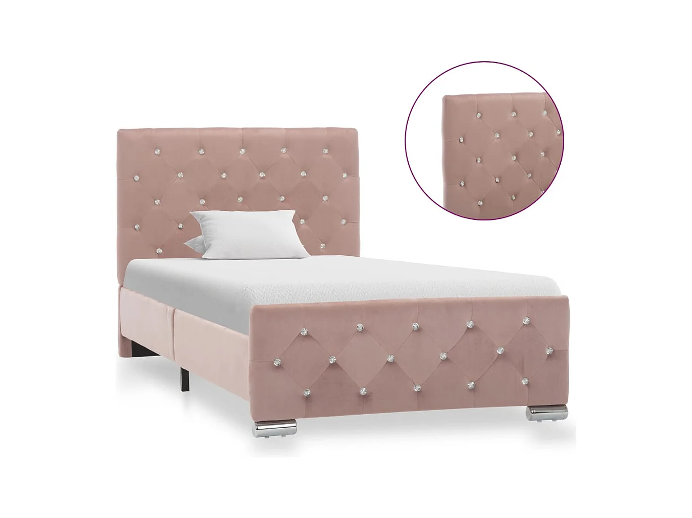 Struttura letto senza materasso Pink Velvet 90x200 cm