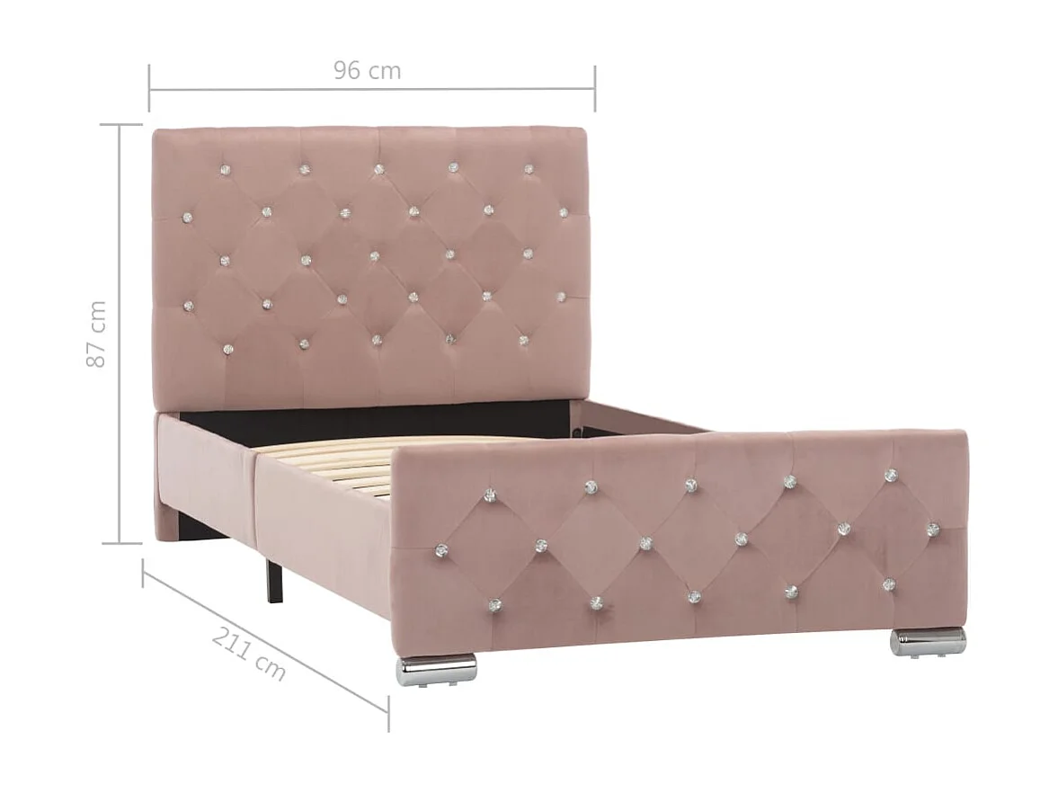Struttura letto senza materasso Pink Velvet 90x200 cm