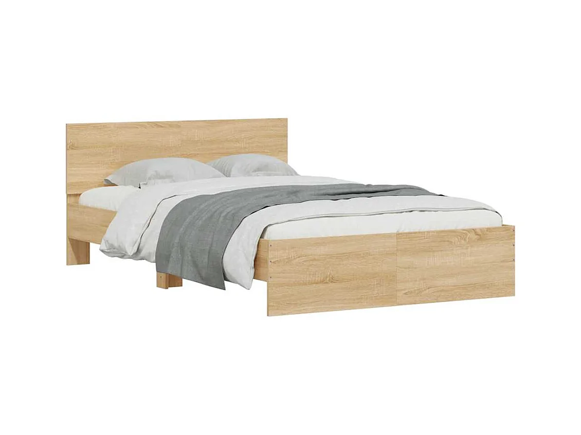 Cadre de lit avec LED sans matelas chêne sonoma 135x190 cm