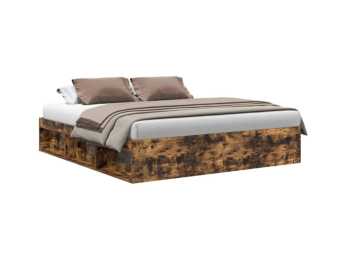 Cadre de lit sans matelas chêne fumé 180x200 cm