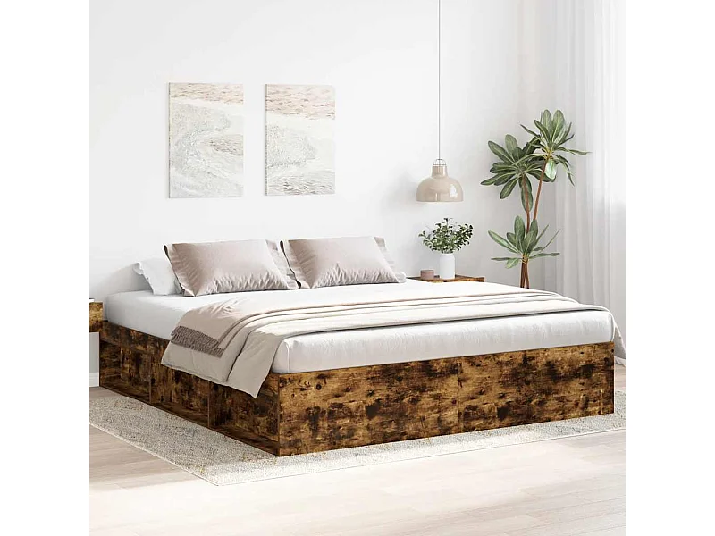 Struttura letto senza materasso rovere affumicato 180x200 cm
