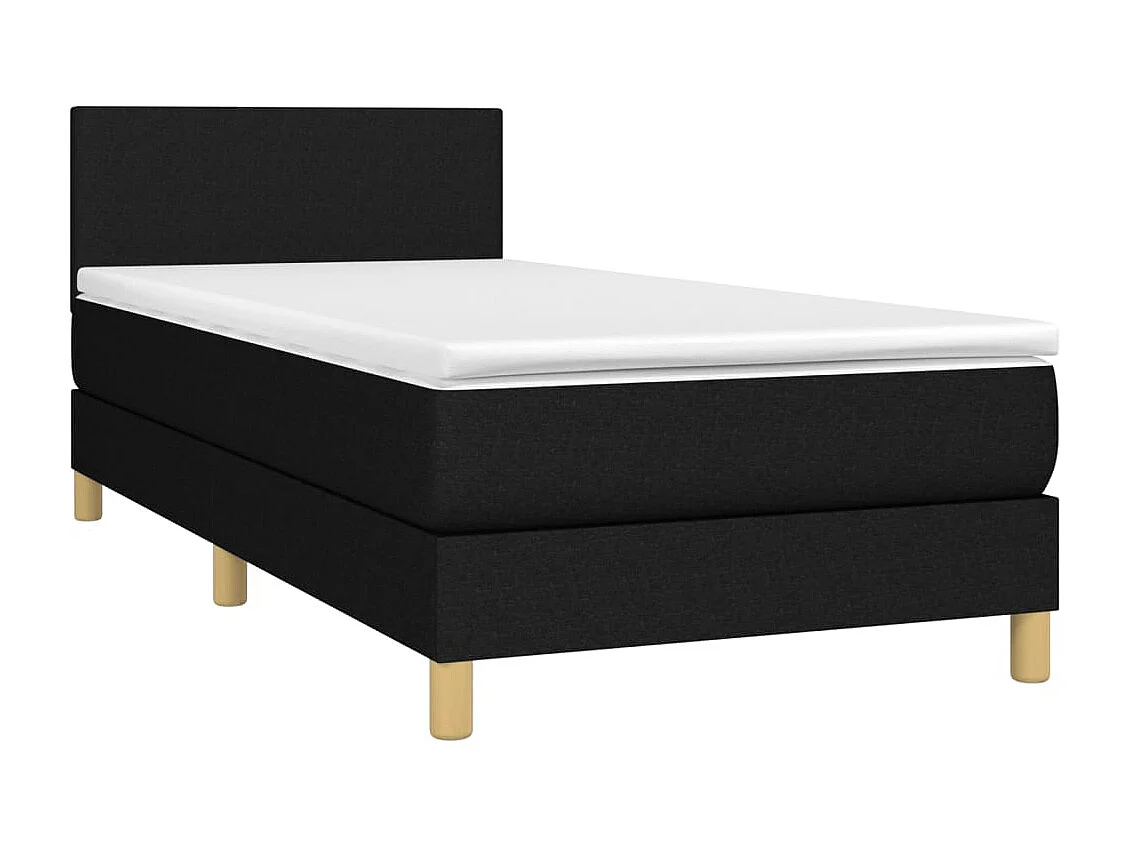 Sommier à lattes de lit avec matelas et LED Noir 80x200cm Tissu