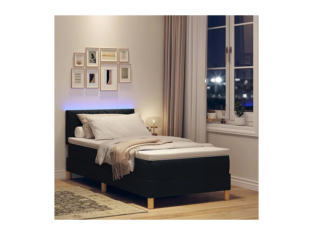 Boxspringbed met matras Zwart 90 x 200 cm stof