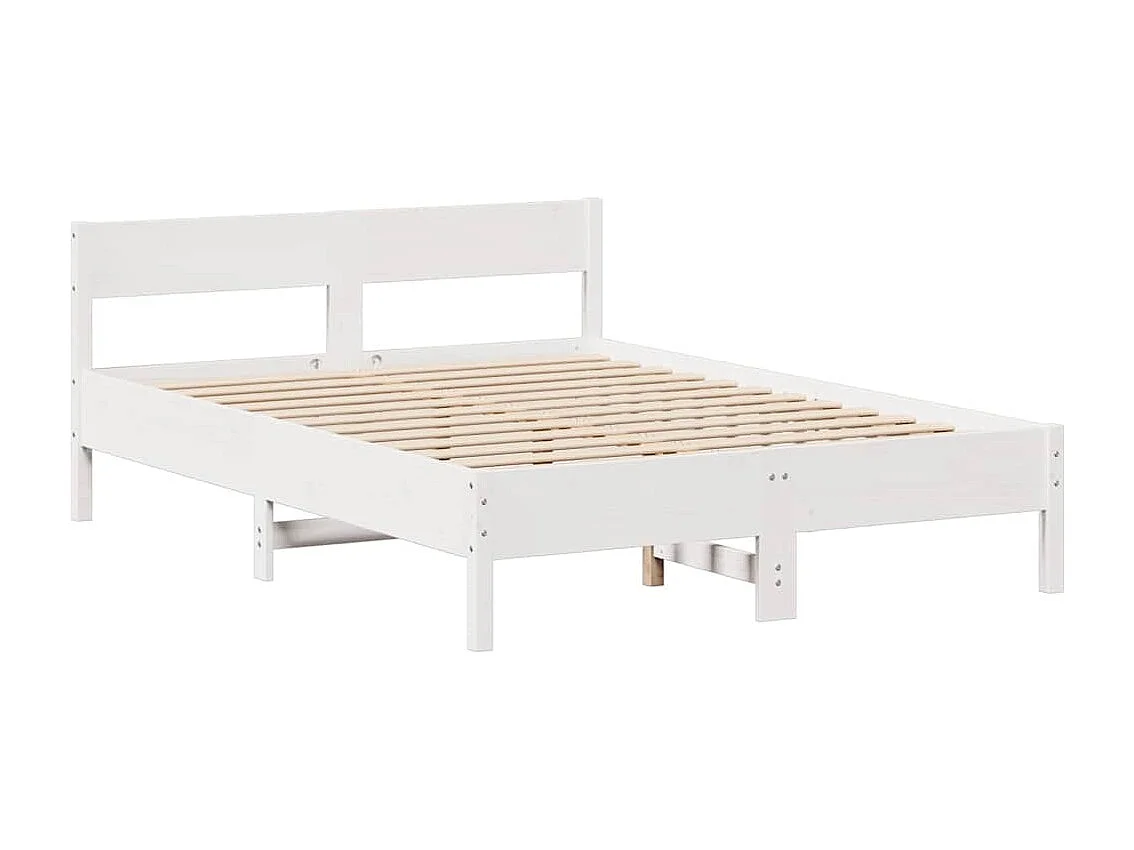 Cama librería blanca sin colchón 150x200 cm madera maciza de pino