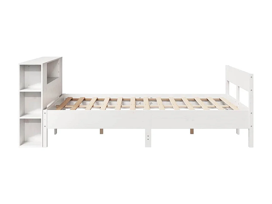 Cama librería blanca sin colchón 150x200 cm madera maciza de pino