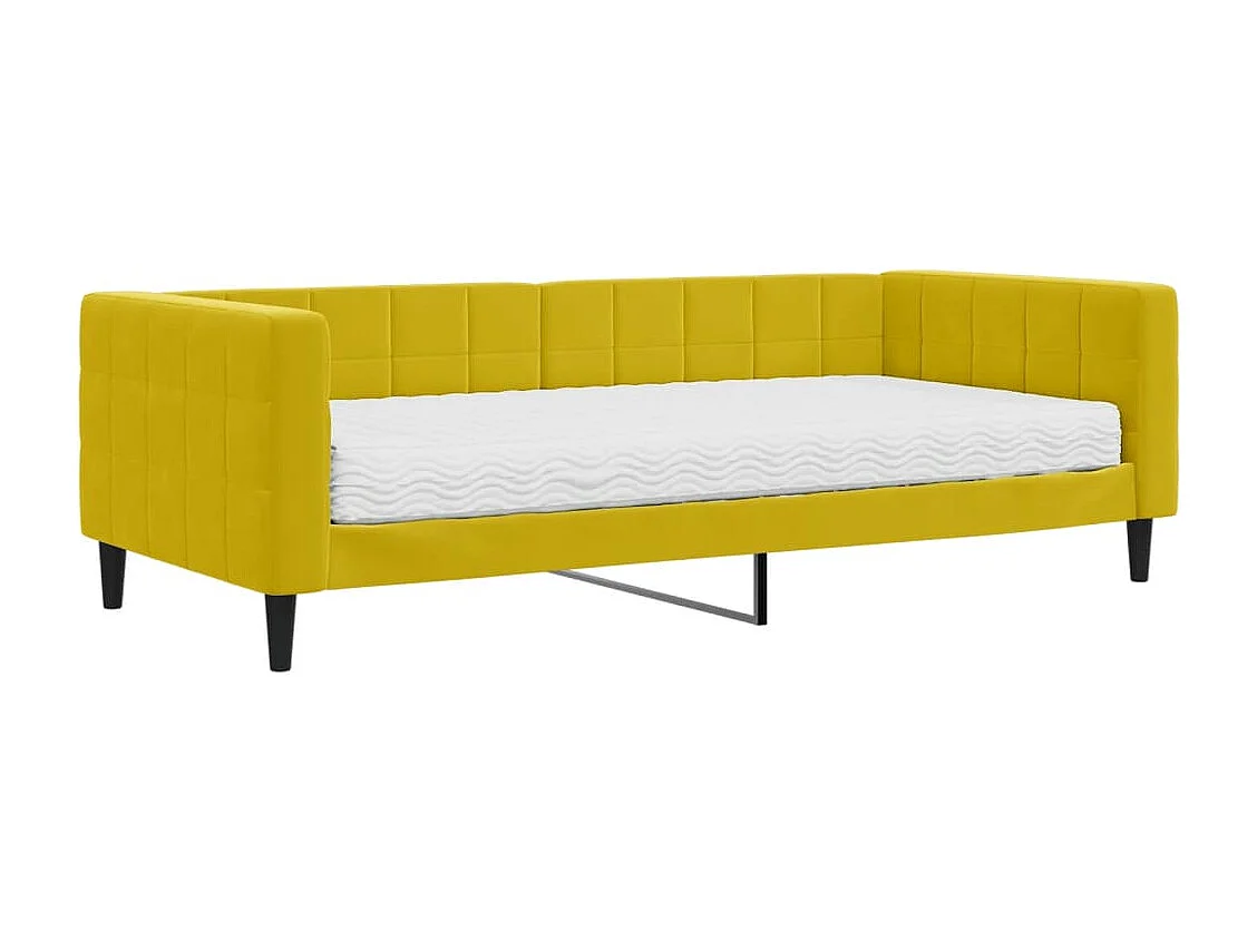 Divano letto con materasso in velluto giallo 90x200 cm