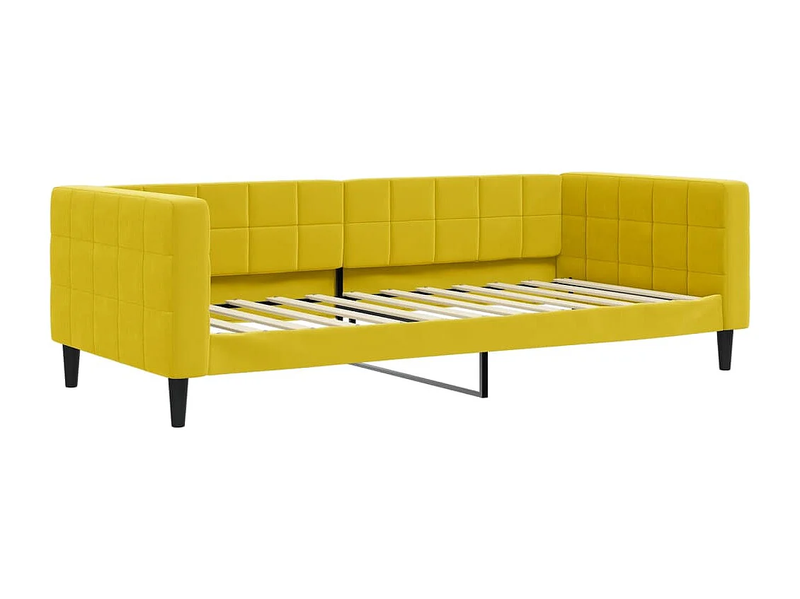 Divano letto con materasso in velluto giallo 90x200 cm