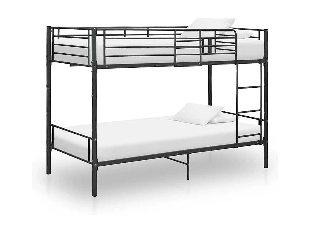 Lit superposé sans matelas noir métal 90x200 cm