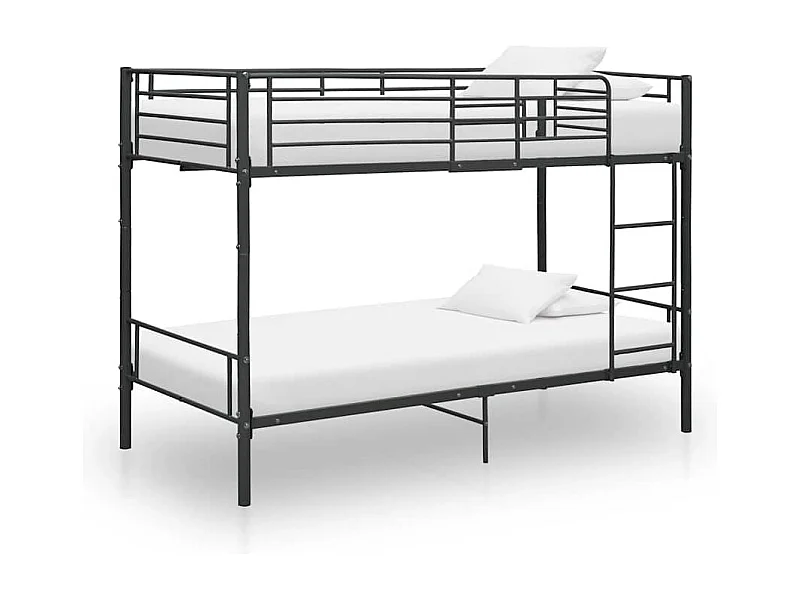 Lit superposé sans matelas noir métal 90x200 cm
