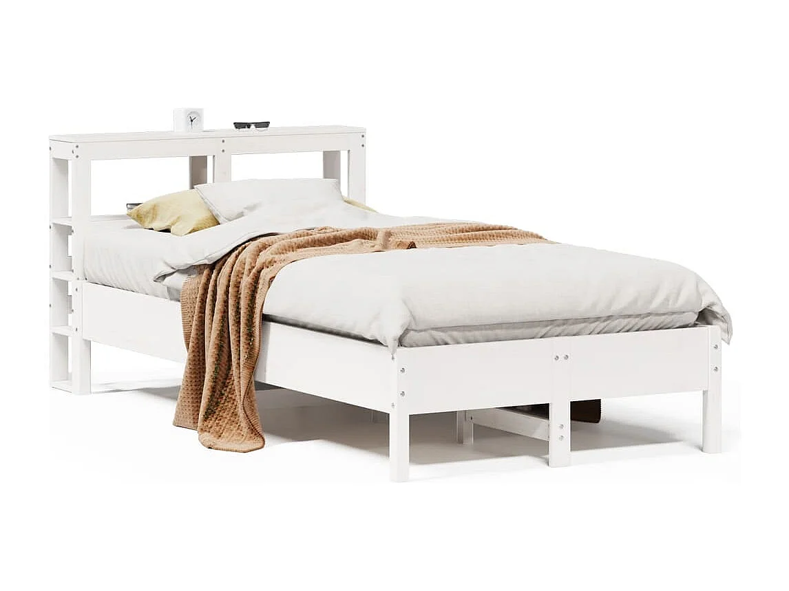 Cadre de lit sans matelas blanc 120x190 cm bois de pin massif