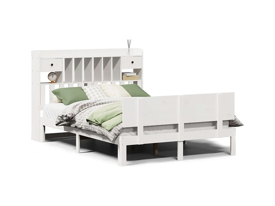 Wit boekenkastbed zonder matras 140x200 cm massief grenenhout